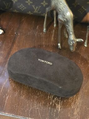 Tom Ford Brown Suede Eyewear Case with Gold Logo